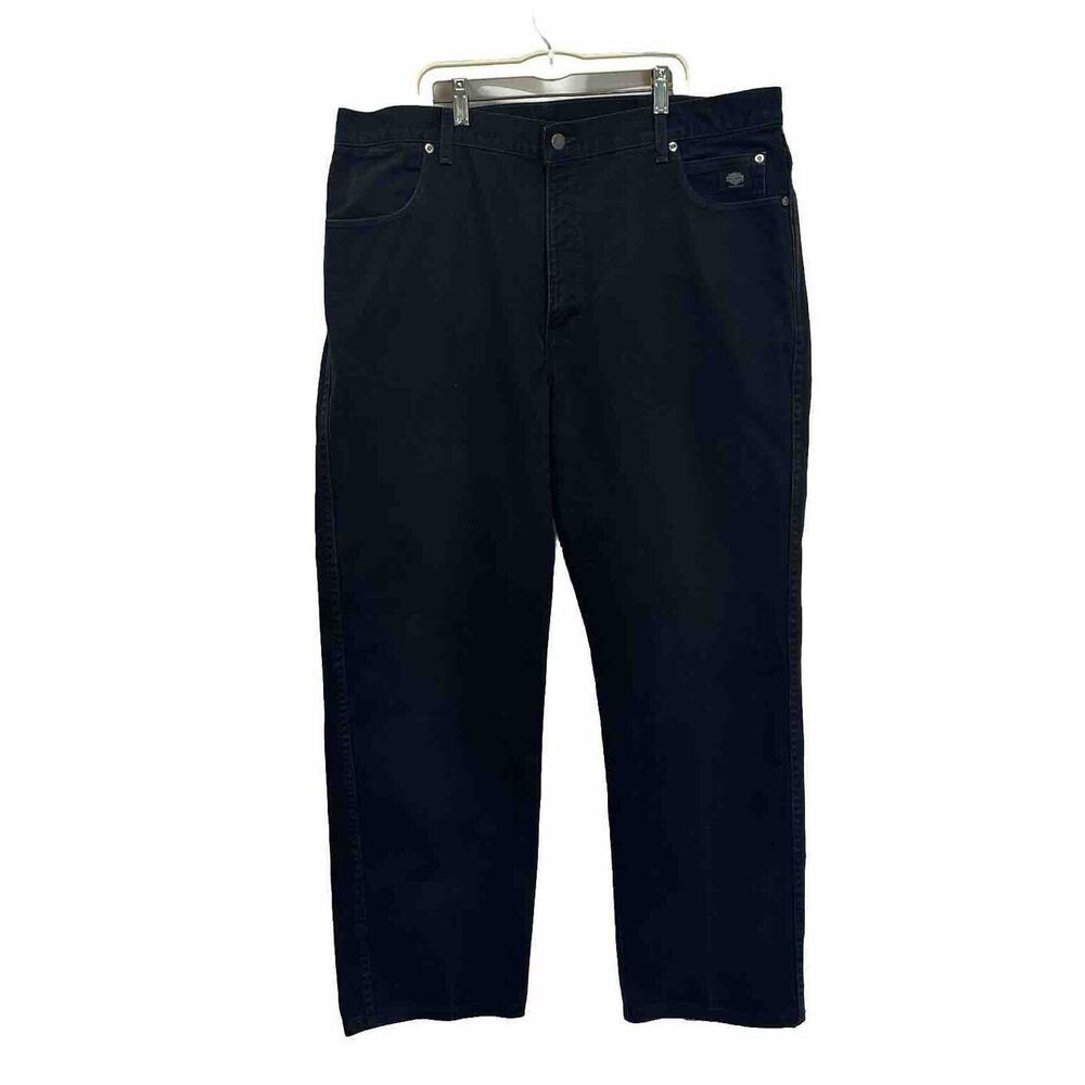 Vtg Harley Davidson Mens 42x30 Faded Spell Out Traditional Fit Jeans Black USA‎